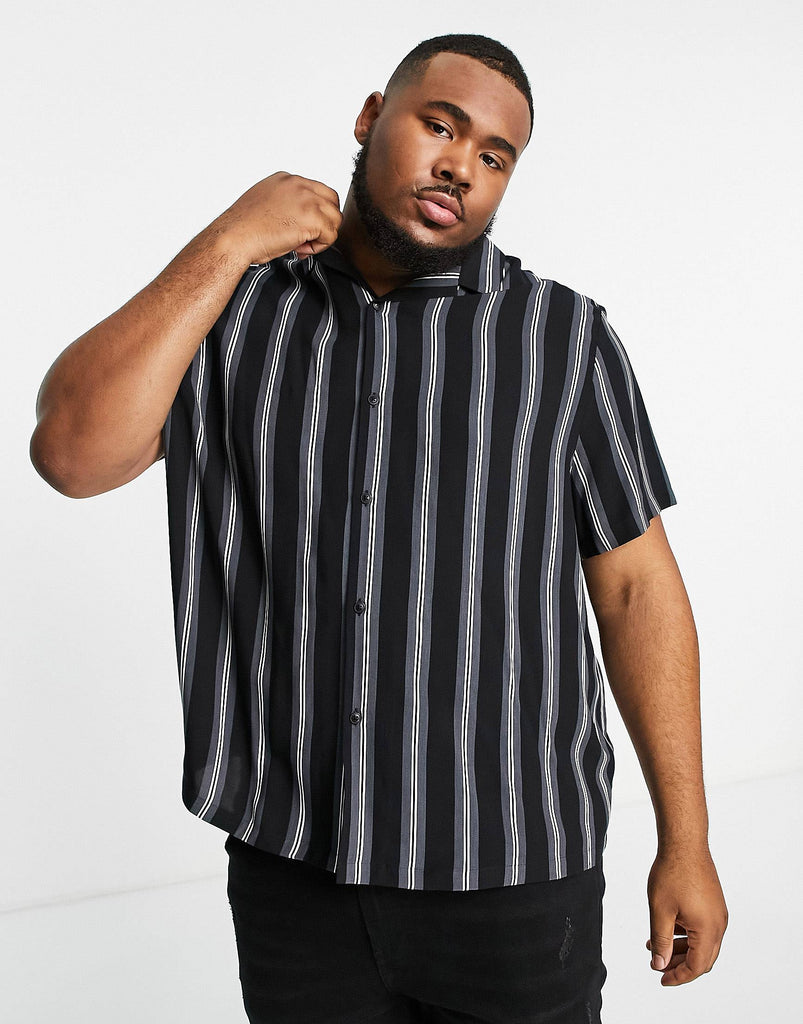 Black Line Men Printed Half Sleeve Stripe Shirt – Befikray.com